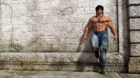 Hunk at wall (6) - young, hot, muscle, hunk, wall, standing