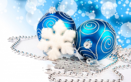 Christmas decoration - ornaments, holiday, snowflakes, Blue