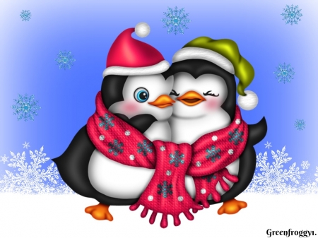 WINTER FRIENDS - CUTE, IMAGE, TWO, FRIENDS