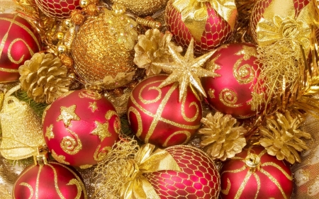 Gold and Red Christmas Decorations - Gold, Red, Decorations, Christmas