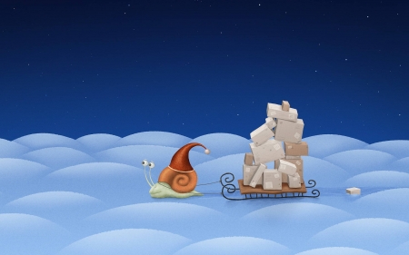 All kind of Santas - craciun, gift, hat, winter, funny, vlad studio, white, santa, snail, sleigh, blue, snow, orange