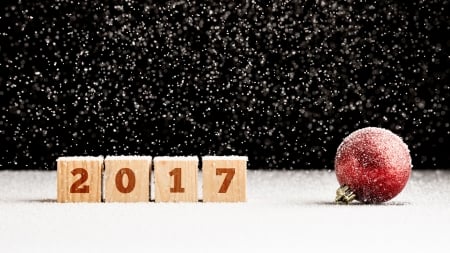 Snowing on Winter - winter, Happy New Year, ball, snow, 2017, blocks, Firefox Persona theme, holiday, decorations, Christmas