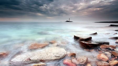 distant lighthouse - fun, nature, distant lighthouse, ocean, cool