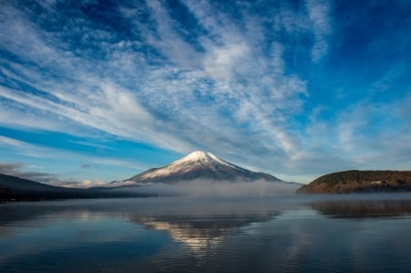 Mount Fuji - nature, sky, lake, japan, mountain, scenery, japanese