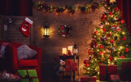 Merry Christmas ♥ - christmas, christmas tree, beautiful, gift, holidays, lantern