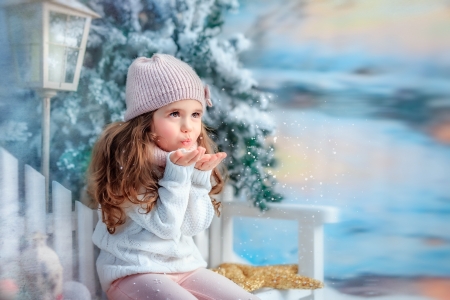 Winter Wishes ♥ - wishes, winter, beautiful, cute, snow, sweet, child, lantern