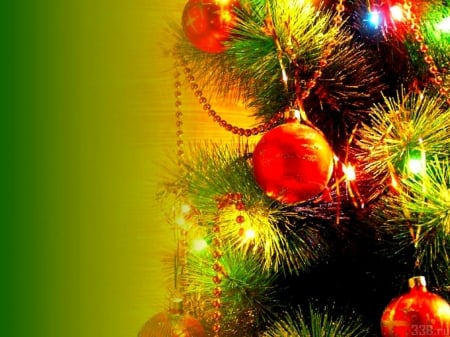 TREE - ornaments, lights, branches, colors