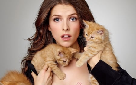 Anna Kendrick - woman, actress, girl, cat, pisica, kitten, animal, cute, anna kendrick