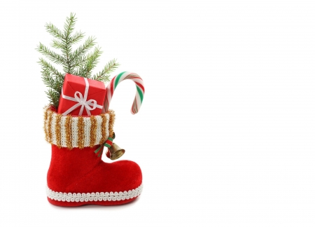 Merry Christmas! - christmas, white, craciun, red, boot, gift, card, candy