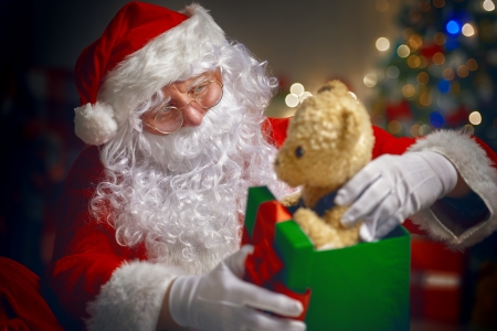 Merry Christmas - christmas, bokeh, santa, magic christmas, teddy bear, xmas, merry christmas, holidays