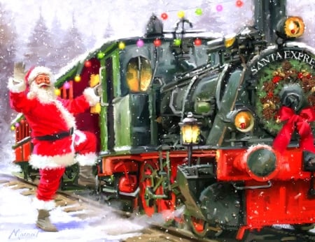 Christmas Express - winter, attractions in dreams, snow, holidays, xmas and new year, santa claus, trains, wreath, Christmas, love four seasons, delivery