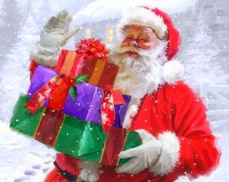 Santa's Gifts - winter, gifts, attractions in dreams, snow, holidays, xmas and new year, santa claus, Christmas, love four seasons