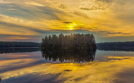 Lake - lake, tree, sunset, reflection