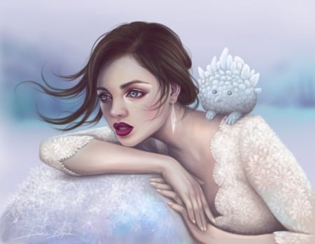 Snow Queen - fantasy, art, snow queen, lady