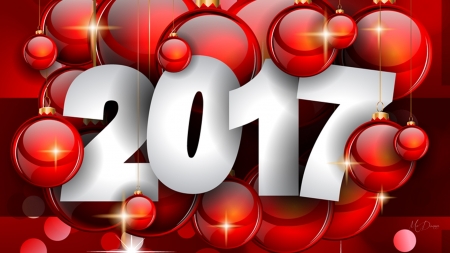 2017 in Red - new year, 2017, red, decorations, holiday, christmas