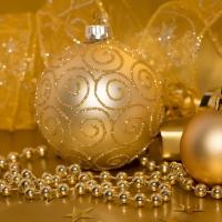 Golden Baubles And Ribbons