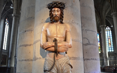 Jesus with Crown of Thorns - christ, jesus, thorns, statue, crown