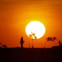 Walking during sunset