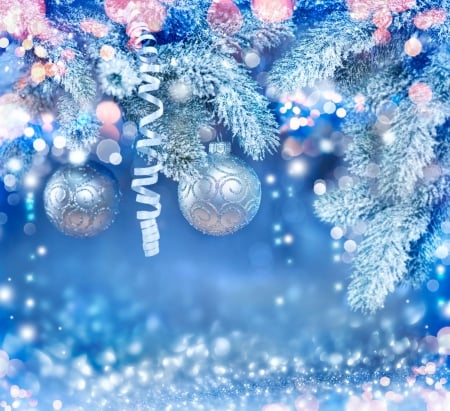 Happy New Year! - christmas, white, craciun, blue, new year, card, pink