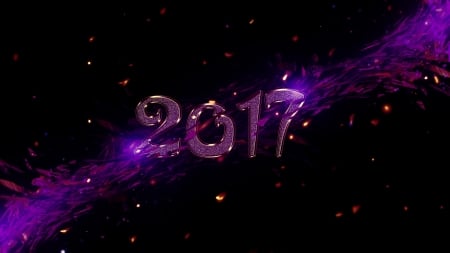 Happy New Year! - 2017, card, purple, pink, new year