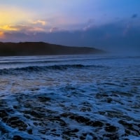 Ocean Waves at Sundown