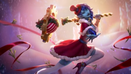 Chronos - christmas, game, fantasy, craciun, blue, red, girl, heroes of newerth