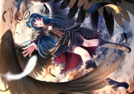 Angel - manga, tsushima yoshiko, anime, wings, girl, swordsouls, feather