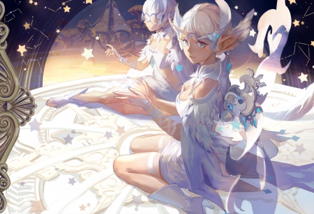 Angels - white, kirayoci, anime, girl, blue, manga, angel