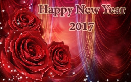 happy new year - 2017, roses, happy, year