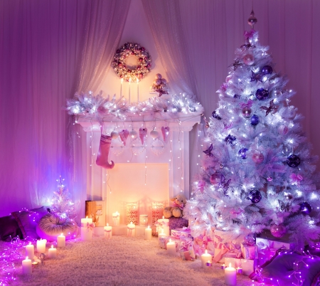 Merry Christmas! - christmas, craciun, purple, room, pink, tree