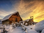 Log Cabin in Winter