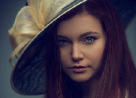 Beauty - hat, woman, model, girl, beauty, face