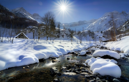 Mountain River - winter, nature, mountain, river