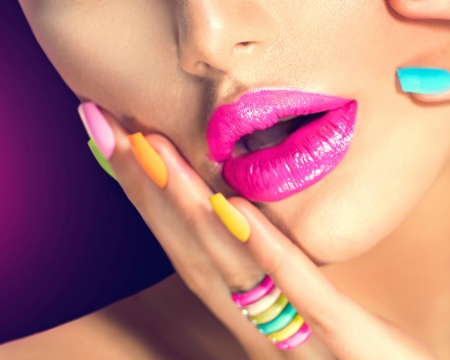 pink - woman, face, anna subbotina, lips, pink, nails, model