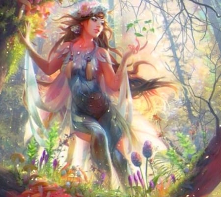 Spring fairy - Flowers, beautiful, Fantasy, fairy, spring