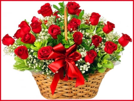 January bouquet for Nexus friends - red, basket, roses, friends