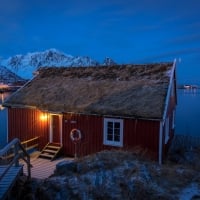 Winter House at Night