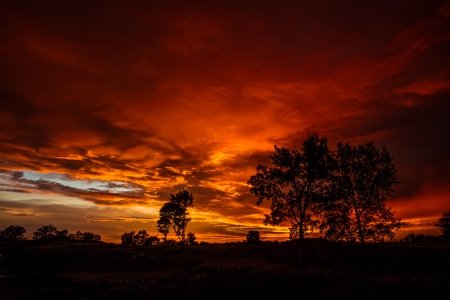 Sunset after the Storm - orange, sunset, evening, storm