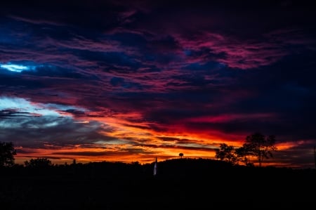 Sunset over the Valley - Orange, Valley, Purple, Sunset