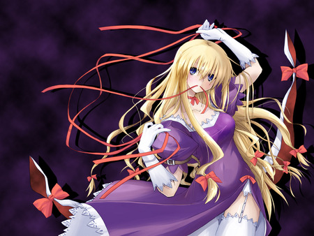 Yukari Yakumo - touhou, anime girl, sexy, blushing