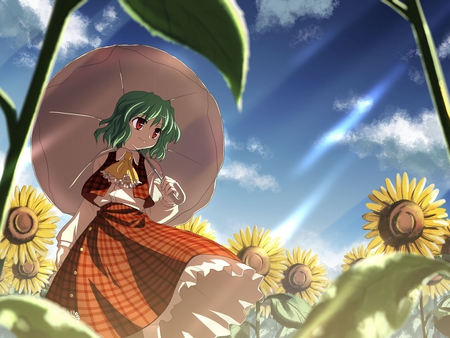 Yuka Kazami - flowers, smile, anime girl, touhou, yuka