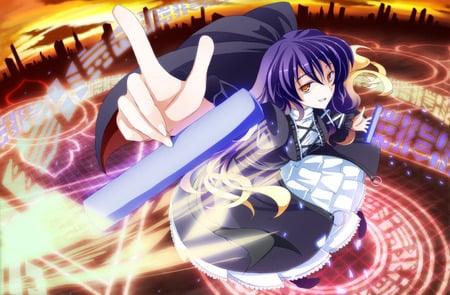 Hijiri Byakuren - anime girl, touhou, magic, spell, sword, weapon