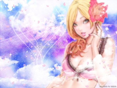 Romantic Girl - flower, pretty, cute, beauty, beautiful, love, hot, anime, girl, nice, heart, sexy, romantic