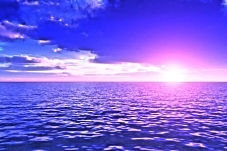 Sunset Ocean - cool, blue