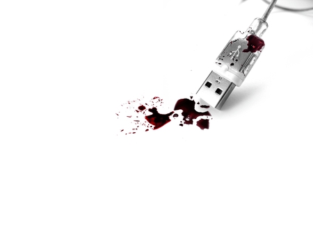 Bloody USB - white, usb, computer, murder, bloody, kill, blood