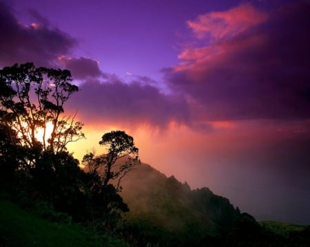 Na Pali Coast,Hawaii - nature, trees, clouds, hawaii, mountains, coast