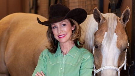 Her Best Friend.. - women, fun, female, hats, fashion, models, western, horse, girls, cowgirl, style, outdoors, blondes, barn, ranch