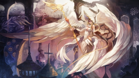 Angel - wings, meniusa, fantasy, anime, girl, manga, angel