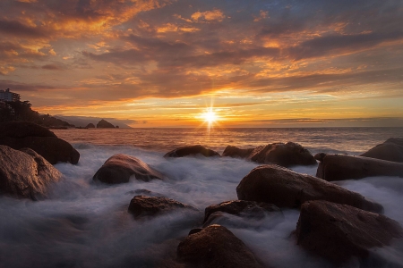 sunset on a beach - cool, fun, beach, sunset, ocean, nature