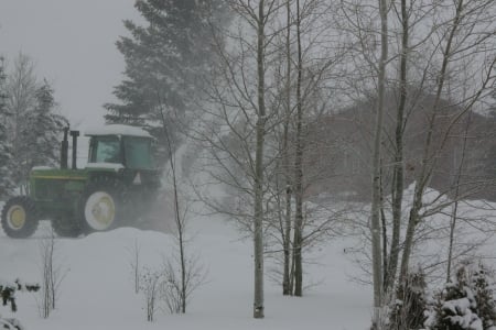 John Deere 4630 with Wildcat 8000 Snow Blower Attachment - Mountains, Idaho, Snow, John Deere, Teton Valley, Snow Blower